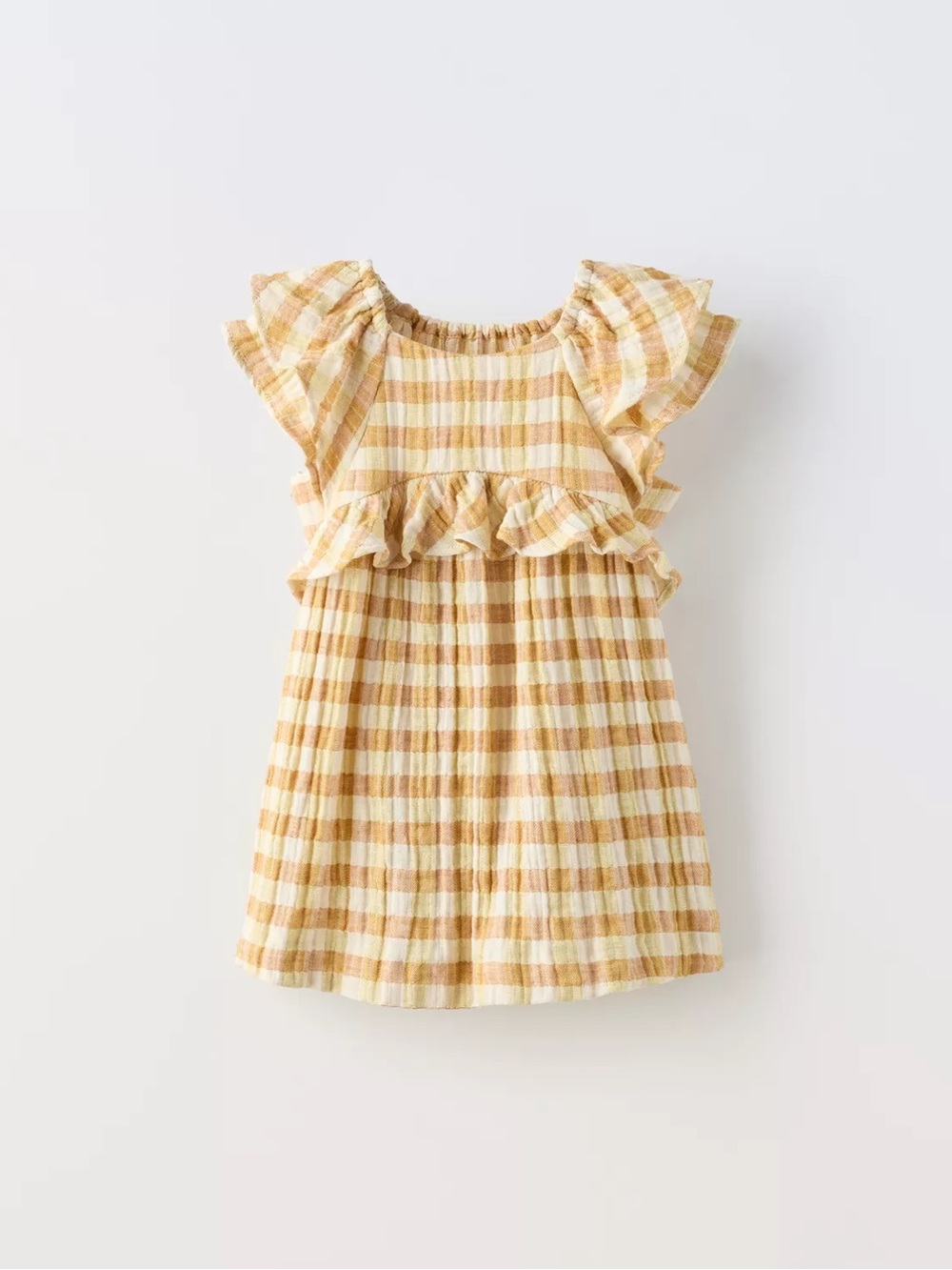 NWT Zara 12-18m linen blend plaid textured dress